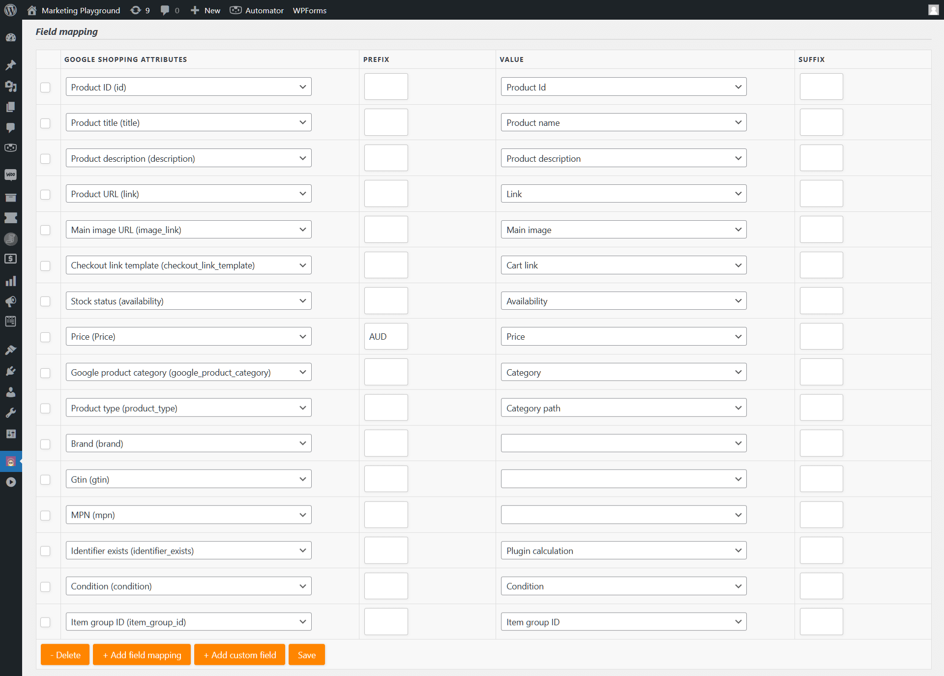 Field Mapping Default